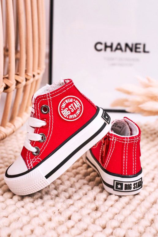 Calzado infantil de ocio con suela con cremalleras BIG STAR HH374190 color rojo
