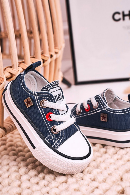 Deportivas infantiles de suela plana modelo clásico BIG STAR HH374195 azul oscuro