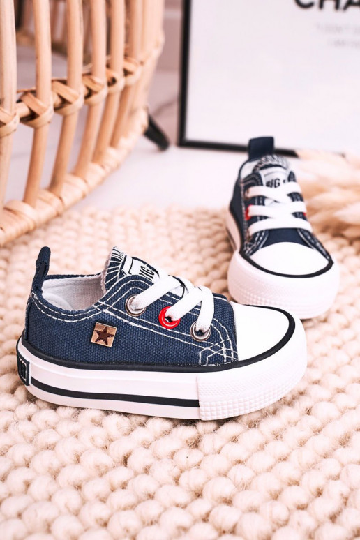 Deportivas infantiles de suela plana modelo clásico BIG STAR HH374195 azul oscuro