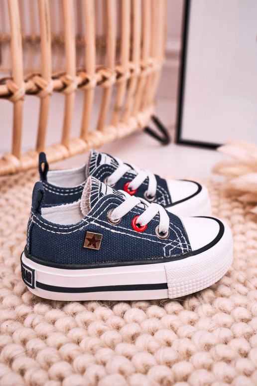 Deportivas infantiles de suela plana modelo clásico BIG STAR HH374195 azul oscuro