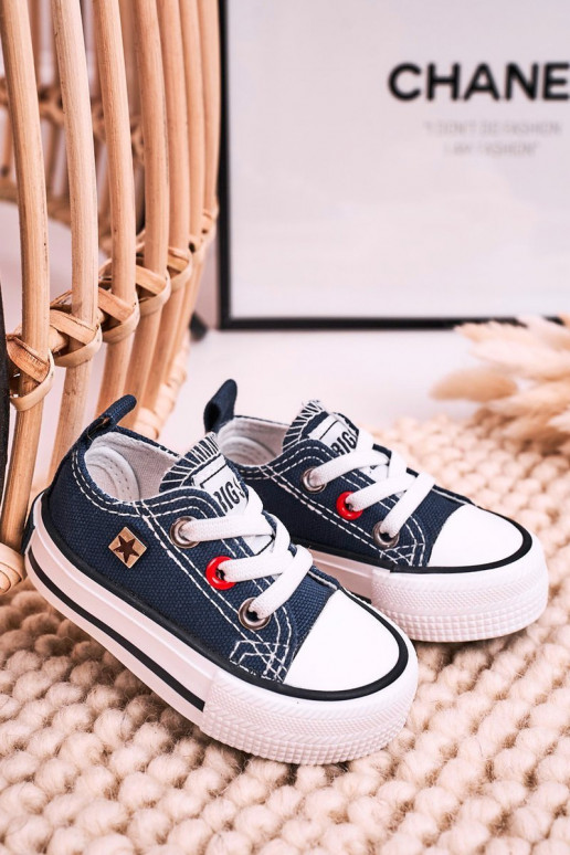 Deportivas infantiles de suela plana modelo clásico BIG STAR HH374195 azul oscuro