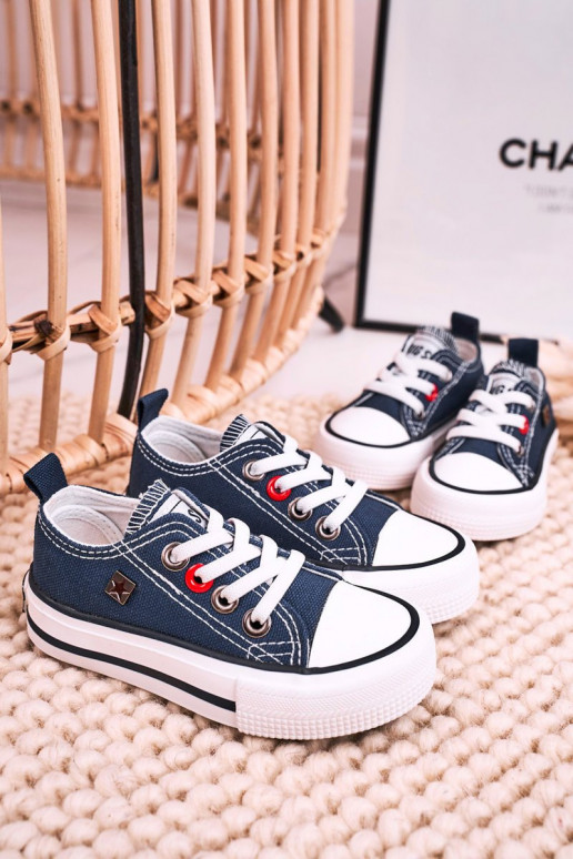 Deportivas infantiles de suela plana modelo clásico BIG STAR HH374195 azul oscuro