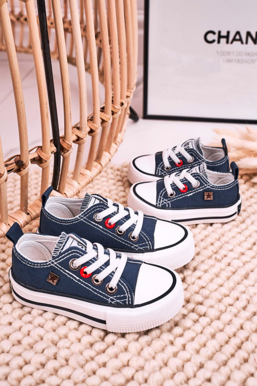 Deportivas infantiles de suela plana modelo clásico BIG STAR HH374195 azul oscuro