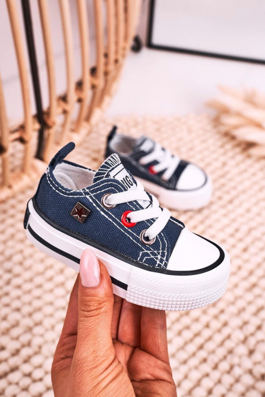 Deportivas infantiles de suela plana modelo clásico BIG STAR HH374195 azul oscuro