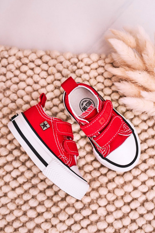 Calzado casual infantil con cierres adhesivos BIG STAR HH374202 color rojo