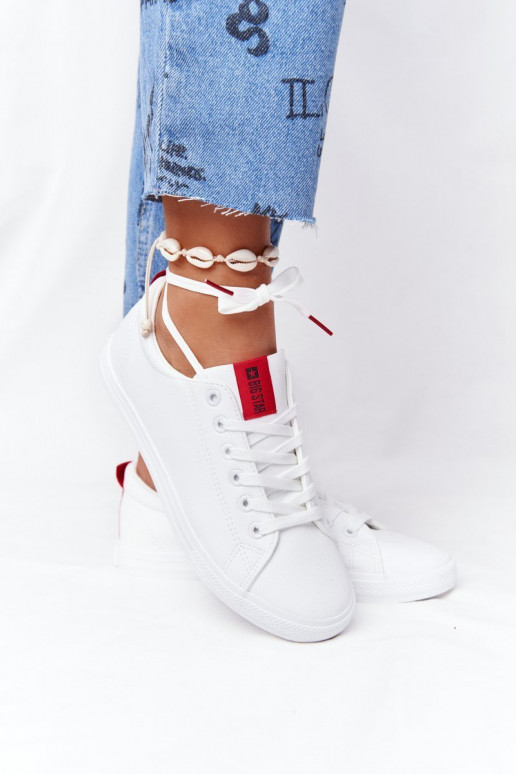 Deportivas de piel natural con rayas decorativas BIG STAR DD274685 color blanco