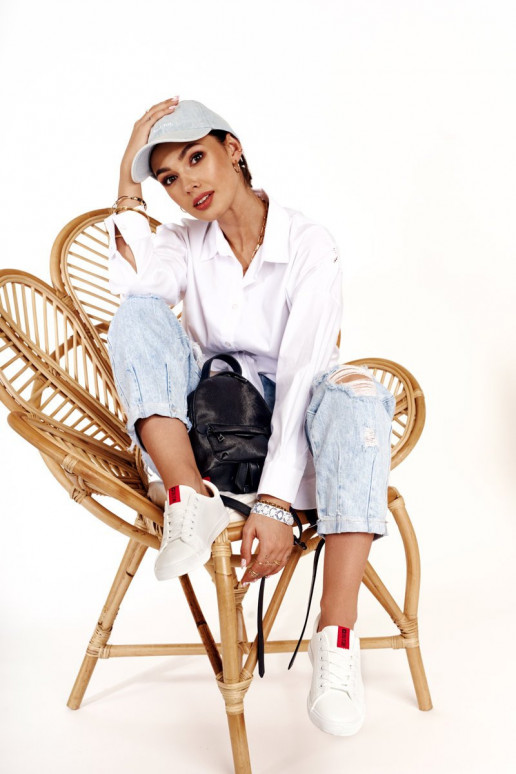 Deportivas de piel natural con rayas decorativas BIG STAR DD274685 color blanco