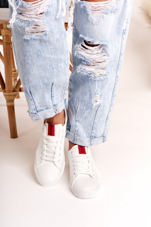 Deportivas de piel natural con rayas decorativas BIG STAR DD274685 color blanco