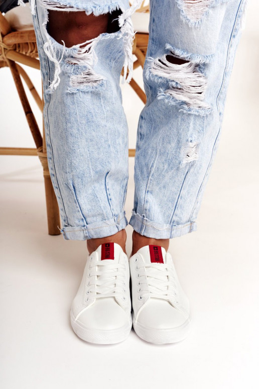 Deportivas de piel natural con rayas decorativas BIG STAR DD274685 color blanco