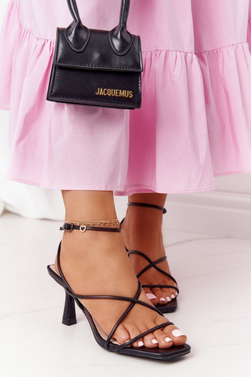 sandalias con tacón fino S.Barski C420-11 color negro