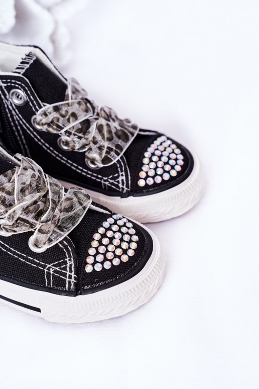 Zapatos de ocio para niños con ojales brillantes en color negro Smile