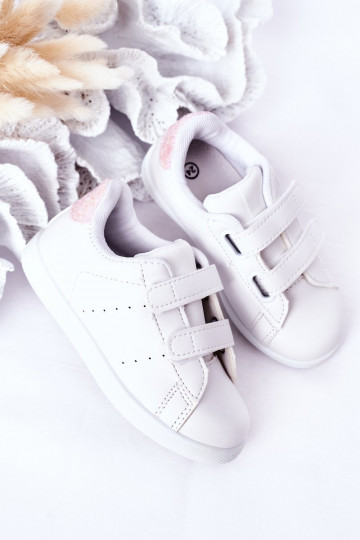 Zapatillas deportivas infantiles con cierres adhesivos Color blanco-rosa Cute Girl