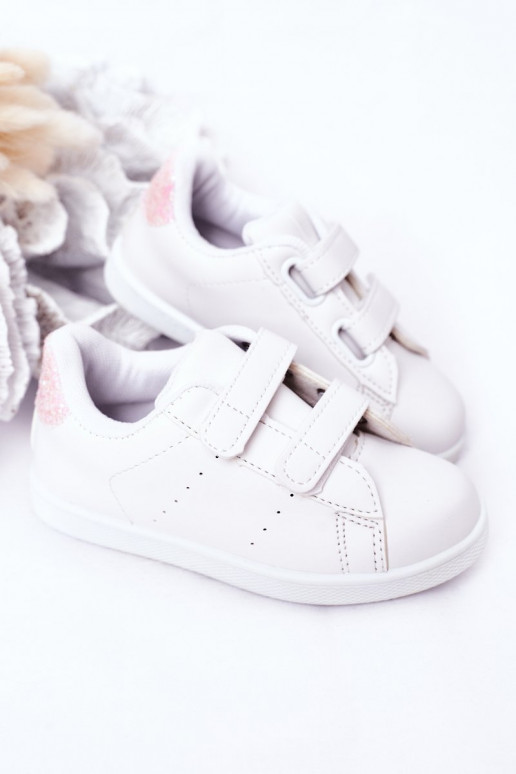 Zapatillas deportivas infantiles con cierres adhesivos Color blanco-rosa Cute Girl Zapatillas deportivas infantiles con cierres adhesivos Color blanco-rosa Cute Girl