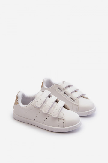 Deportivas infantiles con cierres adhesivos Color blanco-oro Cute Girl 2