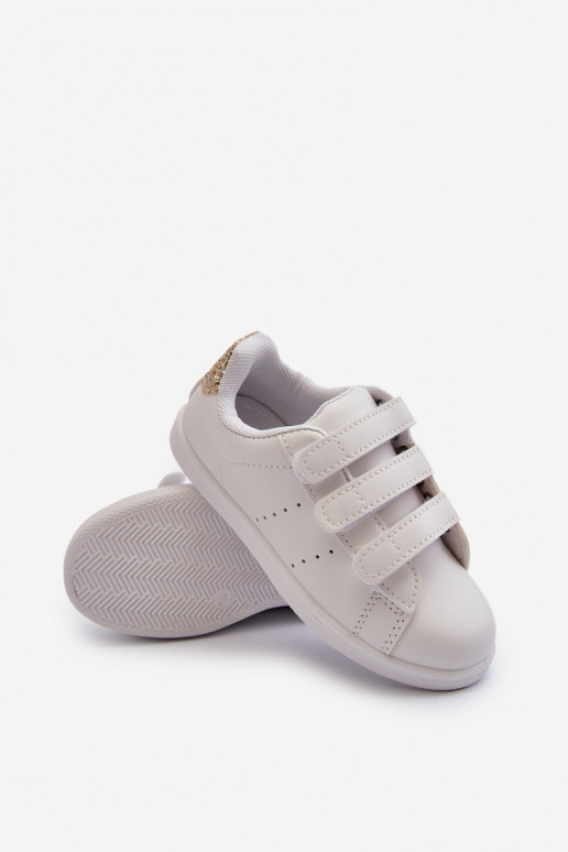 Deportivas infantiles con cierres adhesivos Color blanco-oro Cute Girl Deportivas infantiles con cierres adhesivos Color blanco-oro Cute Girl