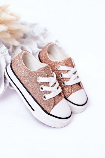 Zapatos casual infantiles con purpurina en color oro rosa Bling-Bling