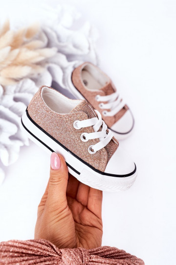 Zapatos casual infantiles con purpurina en color oro rosa Bling-Bling 2