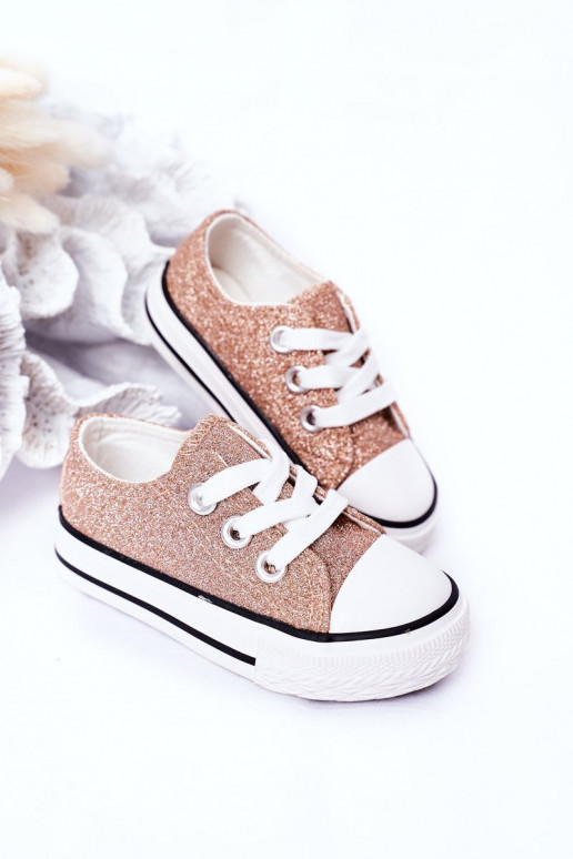 Zapatos casual infantiles con purpurina en color oro rosa Bling-Bling