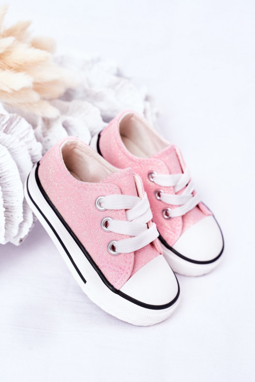 Zapatos casual infantiles con purpurina en color rosa Bling-Bling