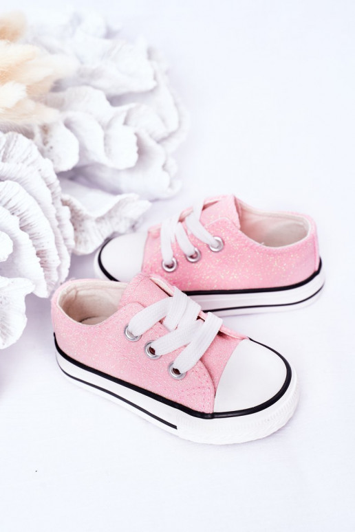 Zapatos casual infantiles con purpurina en color rosa Bling-Bling