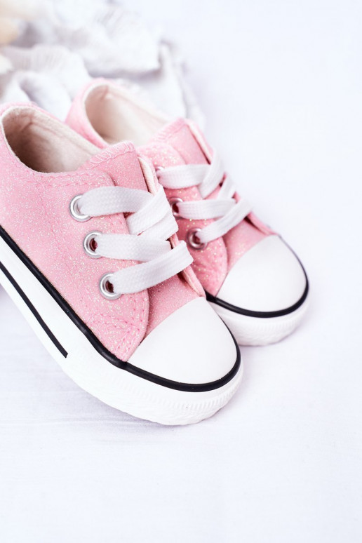 Zapatos casual infantiles con purpurina en color rosa Bling-Bling