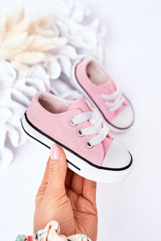 Zapatos casual infantiles con purpurina en color rosa Bling-Bling