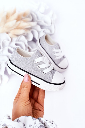 Zapatos casual infantiles con brillo color plata Bling-Bling 2