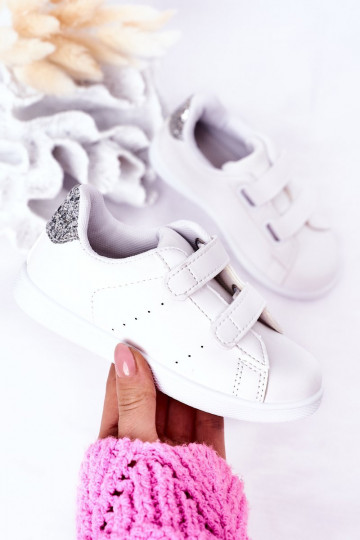 Zapatillas deportivas infantiles con cierres adhesivos Color blanco-plata Cute Girl 2