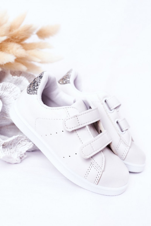 Zapatillas deportivas infantiles con cierres adhesivos Color blanco-plata Cute Girl