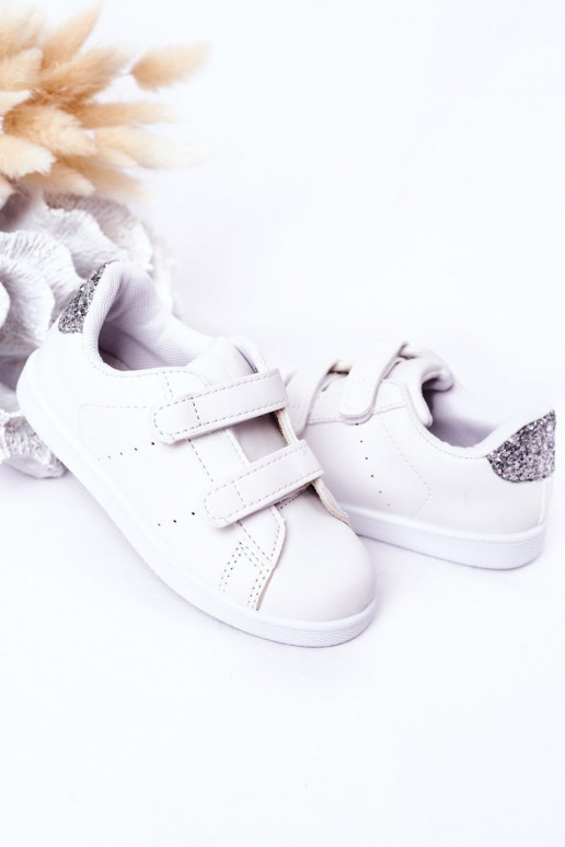 Zapatillas deportivas infantiles con cierres adhesivos Color blanco-plata Cute Girl