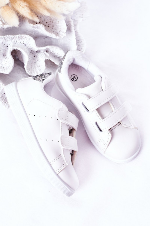 Zapatillas deportivas infantiles con cierres adhesivos Color blanco-plata Cute Girl