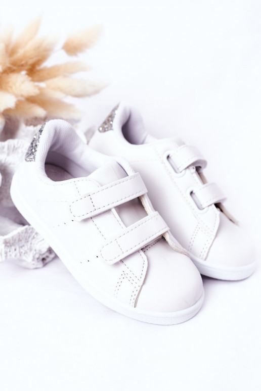 Zapatillas deportivas infantiles con cierres adhesivos Color blanco-plata Cute Girl