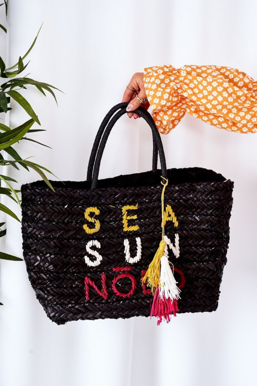 Bolso de playa trenzado NOBO XK0410 negro