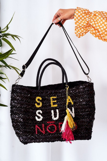Bolso de playa trenzado NOBO XK0410 negro 2