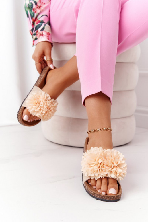 Pantuflas Flowerbomb beige