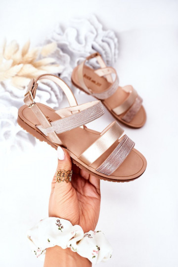 Sandalias infantiles brillantes en color oro rosa Natalie 2