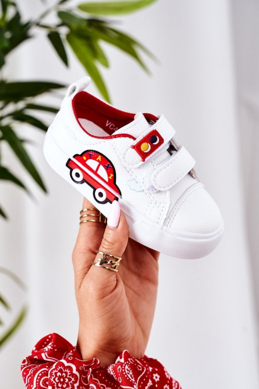 Calzado casual infantil con cierres adhesivos Color blanco-rojo Taxi