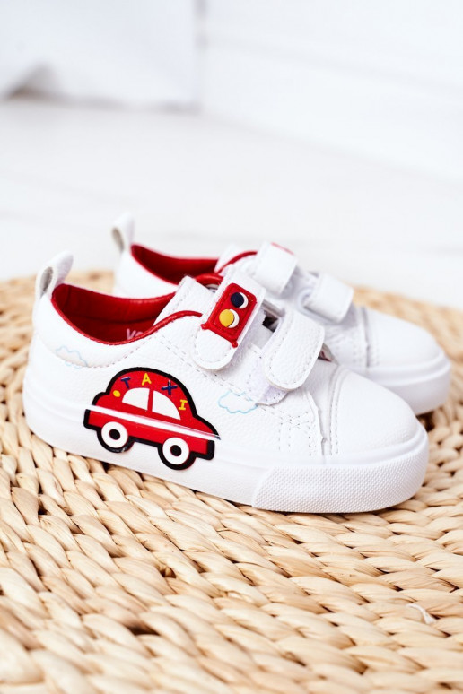 Calzado casual infantil con cierres adhesivos Color blanco-rojo Taxi
