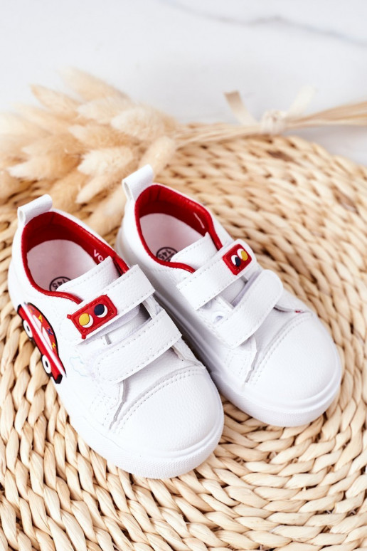 Calzado casual infantil con cierres adhesivos Color blanco-rojo Taxi