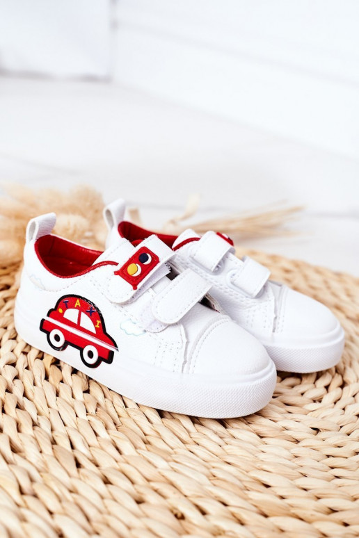 Calzado casual infantil con cierres adhesivos Color blanco-rojo Taxi
