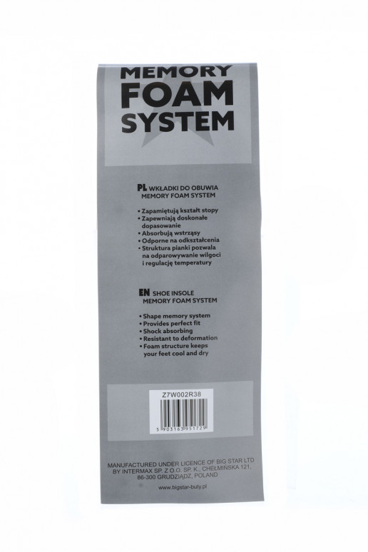 Plantillas para zapatos BIG STAR Memory Foam System 2 pares