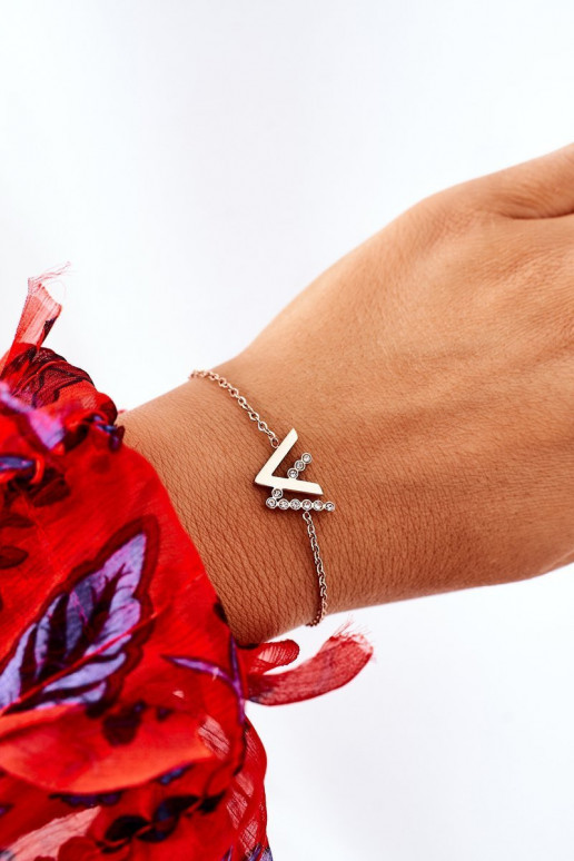 Pulsera con cadena con ojos brillantes en color oro rosa Pulsera con cadena con ojos brillantes en color oro rosa