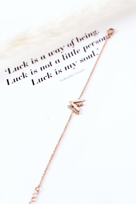 Pulsera con cadena con ojos brillantes en color oro rosa