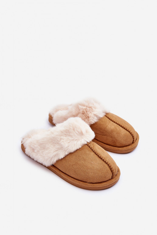 Pantuflas con pelo en color marrón Pinky