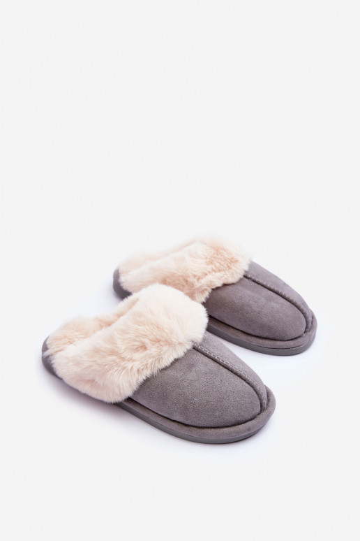 Pantuflas con pelo en color gris Pinky