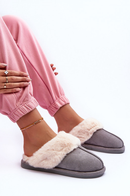 Pantuflas con pelo en color gris Pinky