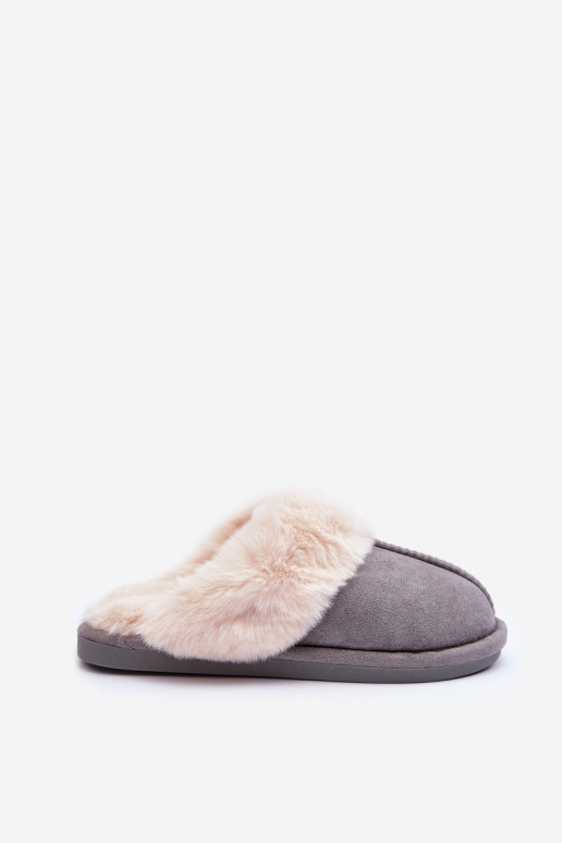 Pantuflas con pelo en color gris Pinky