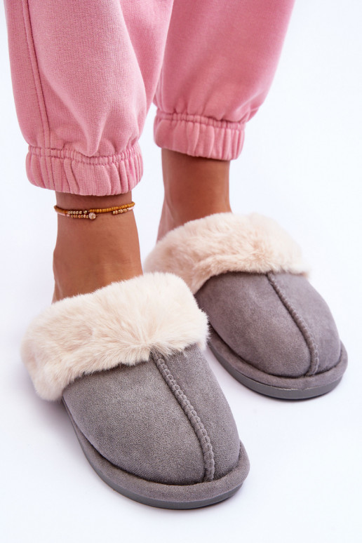 Pantuflas con pelo en color gris Pinky