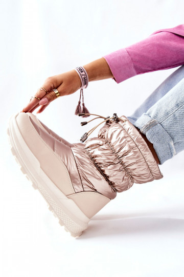 Botas de nieve calentadas con cremalleras en color dorado Starbone.