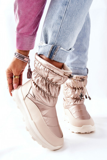 Botas de nieve calentadas con cremalleras en color dorado Starbone. 2